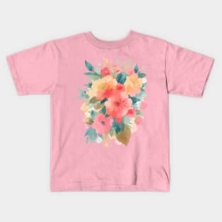 Watercolor Floral - Flowers Kids T-Shirt